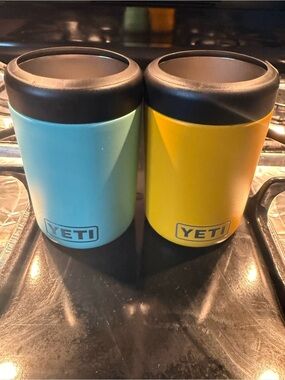 YETI Mint Green and Yellow Rambler Colster Can Holders (Pair)